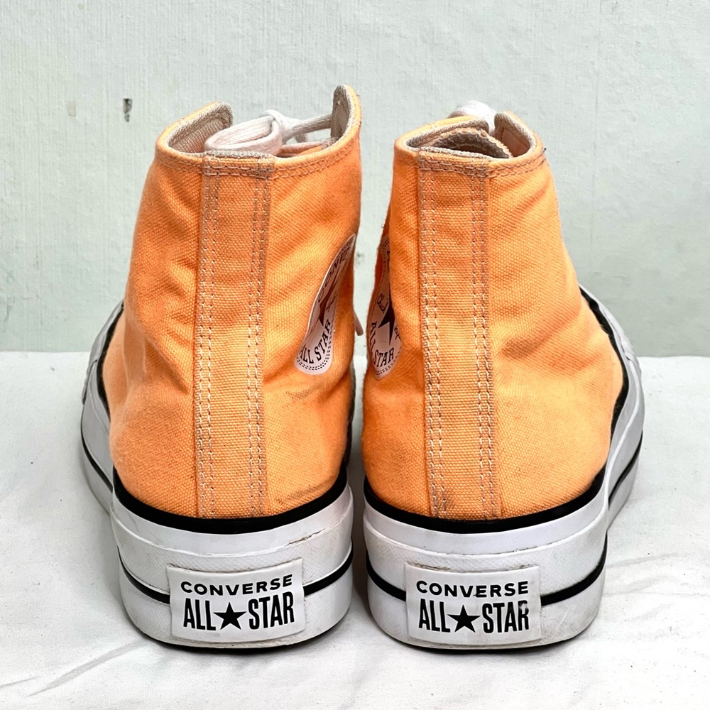 Converse Cream Color Orange High-Top Canvas Sneakers Sz. 7.5 - Picture 5 of 7